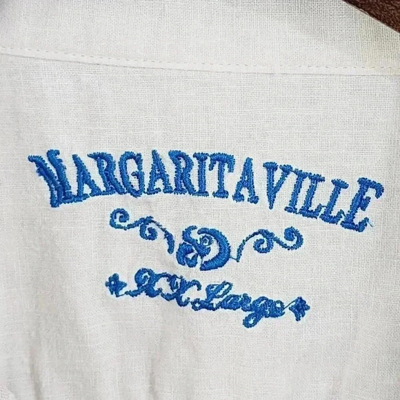 Margaritaville 100% Linen Checkered Button down short sleeve Men's Shirt XXL - Picture 5 of 8